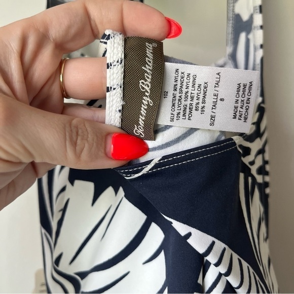 Tommy Bahama Blue Floating Fronds Shirred Front Halter One Piece Swimsuit 8 NWT - Picture 4 of 4